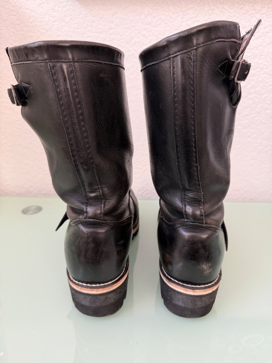 CHIPPEWA Black Leather steel-toed Motorcycle Boots Men\'s Size 12 main image 16